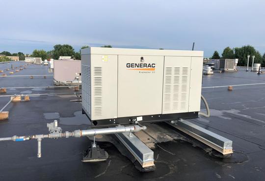 Rooftop Generac generator installation